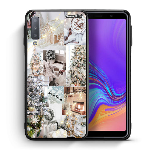 Θήκη Samsung A7 2018 White Christmas από τη Smartfits με σχέδιο στο πίσω μέρος και μαύρο περίβλημα | Samsung A7 2018 White Christmas case with colorful back and black bezels