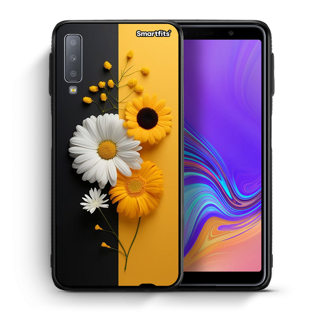 Θήκη Samsung A7 2018 Yellow Daisies από τη Smartfits με σχέδιο στο πίσω μέρος και μαύρο περίβλημα | Samsung A7 2018 Yellow Daisies case with colorful back and black bezels