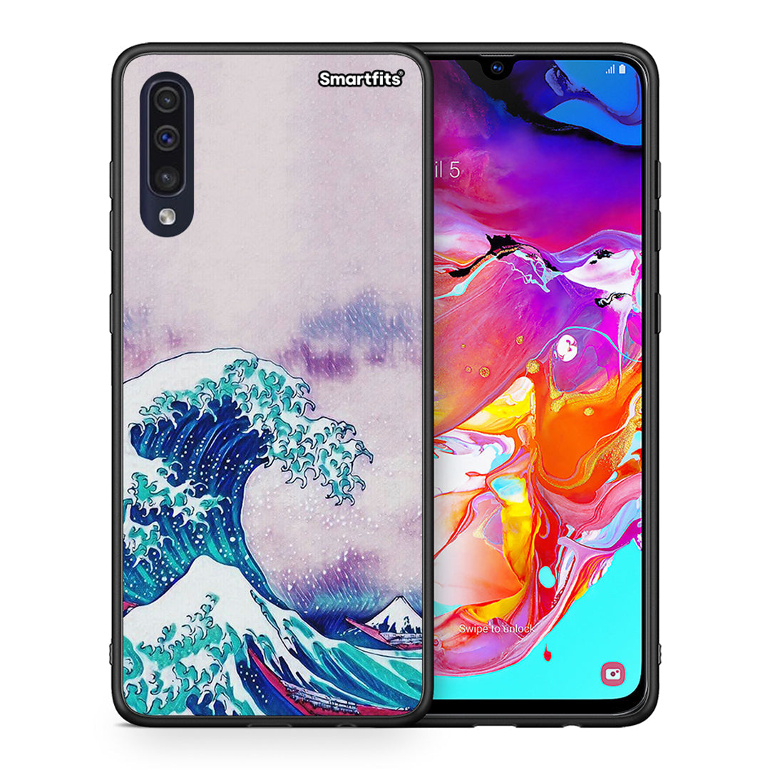 Θήκη Samsung A70 Blue Waves από τη Smartfits με σχέδιο στο πίσω μέρος και μαύρο περίβλημα | Samsung A70 Blue Waves case with colorful back and black bezels