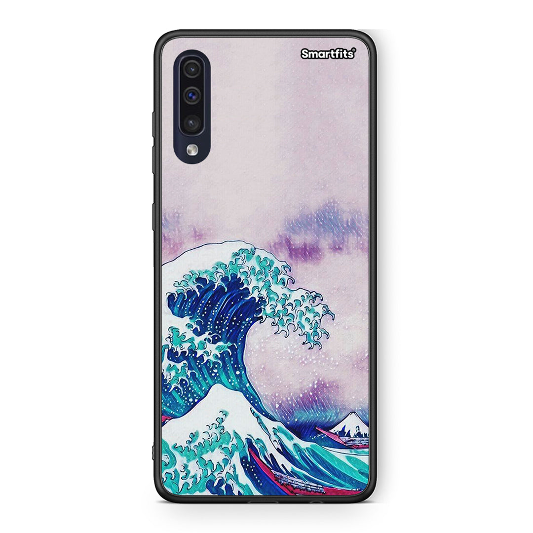 Samsung A70 Blue Waves θήκη από τη Smartfits με σχέδιο στο πίσω μέρος και μαύρο περίβλημα | Smartphone case with colorful back and black bezels by Smartfits