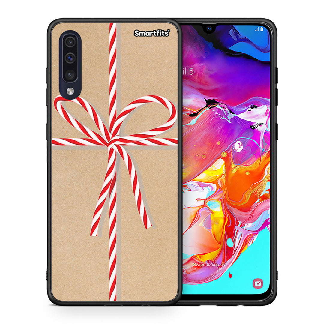 Θήκη Samsung A70 Christmas Gift από τη Smartfits με σχέδιο στο πίσω μέρος και μαύρο περίβλημα | Samsung A70 Christmas Gift case with colorful back and black bezels