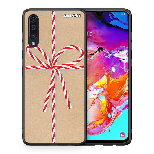 Θήκη Samsung A70 Christmas Gift από τη Smartfits με σχέδιο στο πίσω μέρος και μαύρο περίβλημα | Samsung A70 Christmas Gift case with colorful back and black bezels