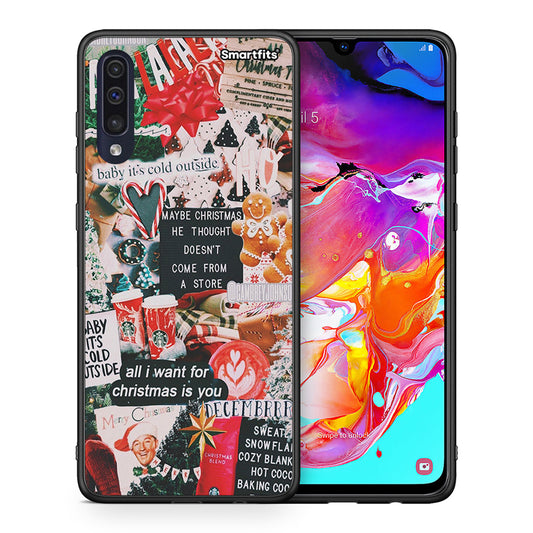 Θήκη Samsung A70 Christmas Happiness από τη Smartfits με σχέδιο στο πίσω μέρος και μαύρο περίβλημα | Samsung A70 Christmas Happiness case with colorful back and black bezels