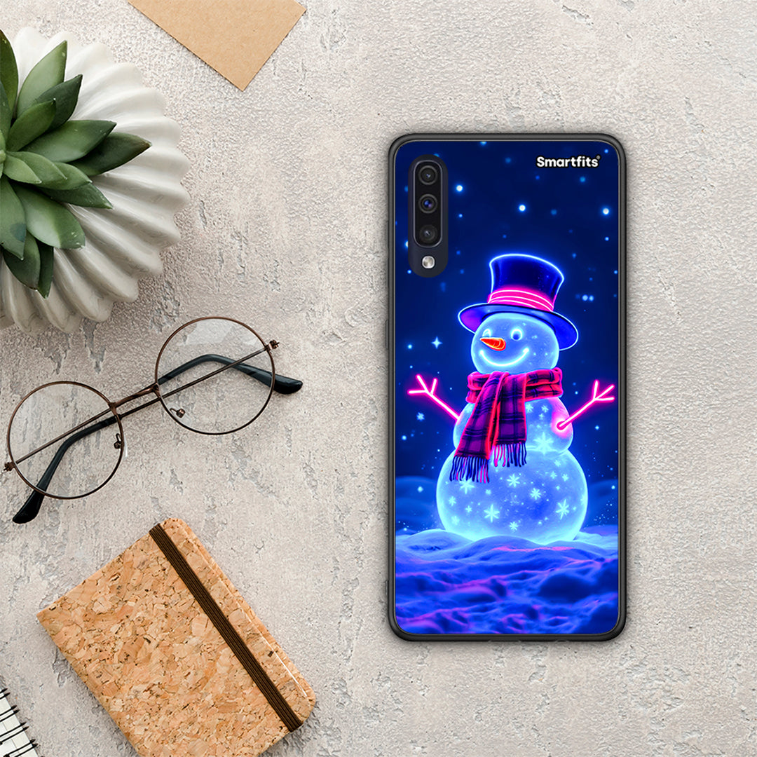 Christmas Neon Snowman - Samsung Galaxy A70 θήκη