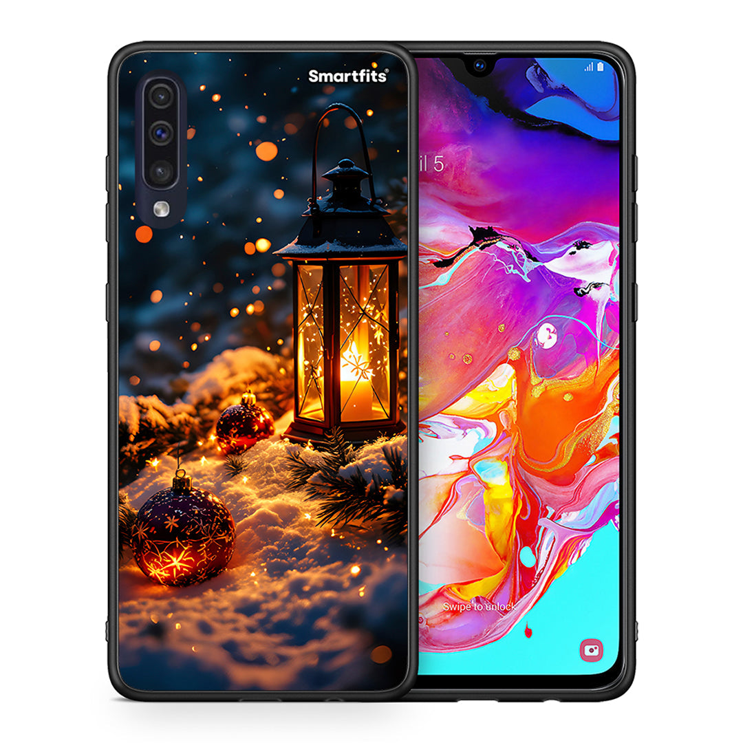 Θήκη Samsung A70 Christmas Ornaments από τη Smartfits με σχέδιο στο πίσω μέρος και μαύρο περίβλημα | Samsung A70 Christmas Ornaments case with colorful back and black bezels