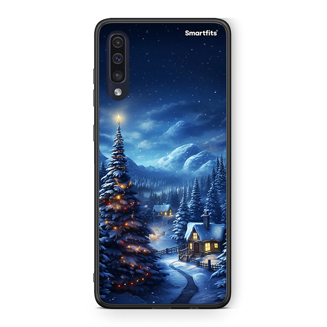 Samsung A70 Christmas Scenery θήκη από τη Smartfits με σχέδιο στο πίσω μέρος και μαύρο περίβλημα | Smartphone case with colorful back and black bezels by Smartfits