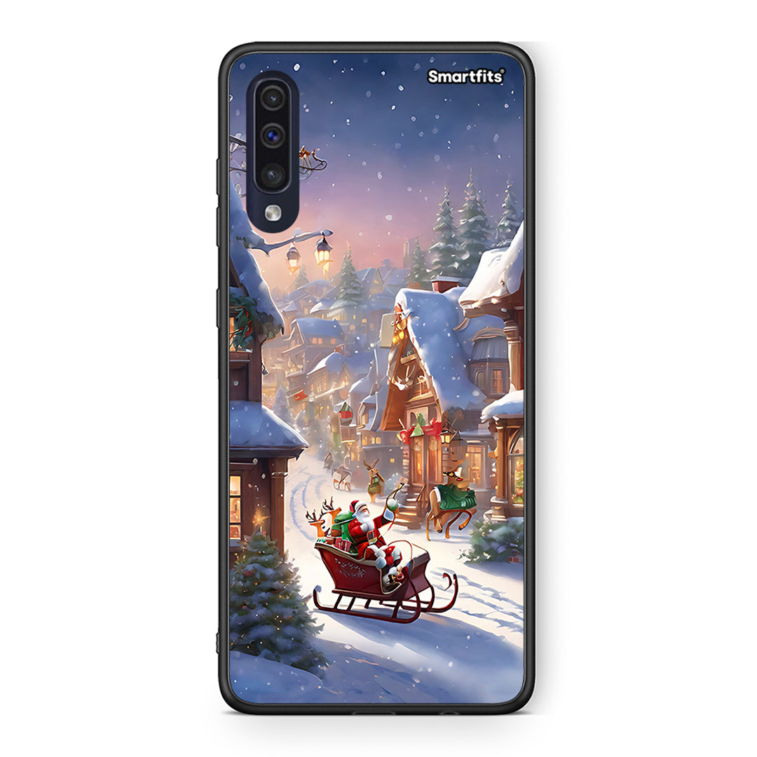 Samsung A70 Christmas Snow θήκη από τη Smartfits με σχέδιο στο πίσω μέρος και μαύρο περίβλημα | Smartphone case with colorful back and black bezels by Smartfits