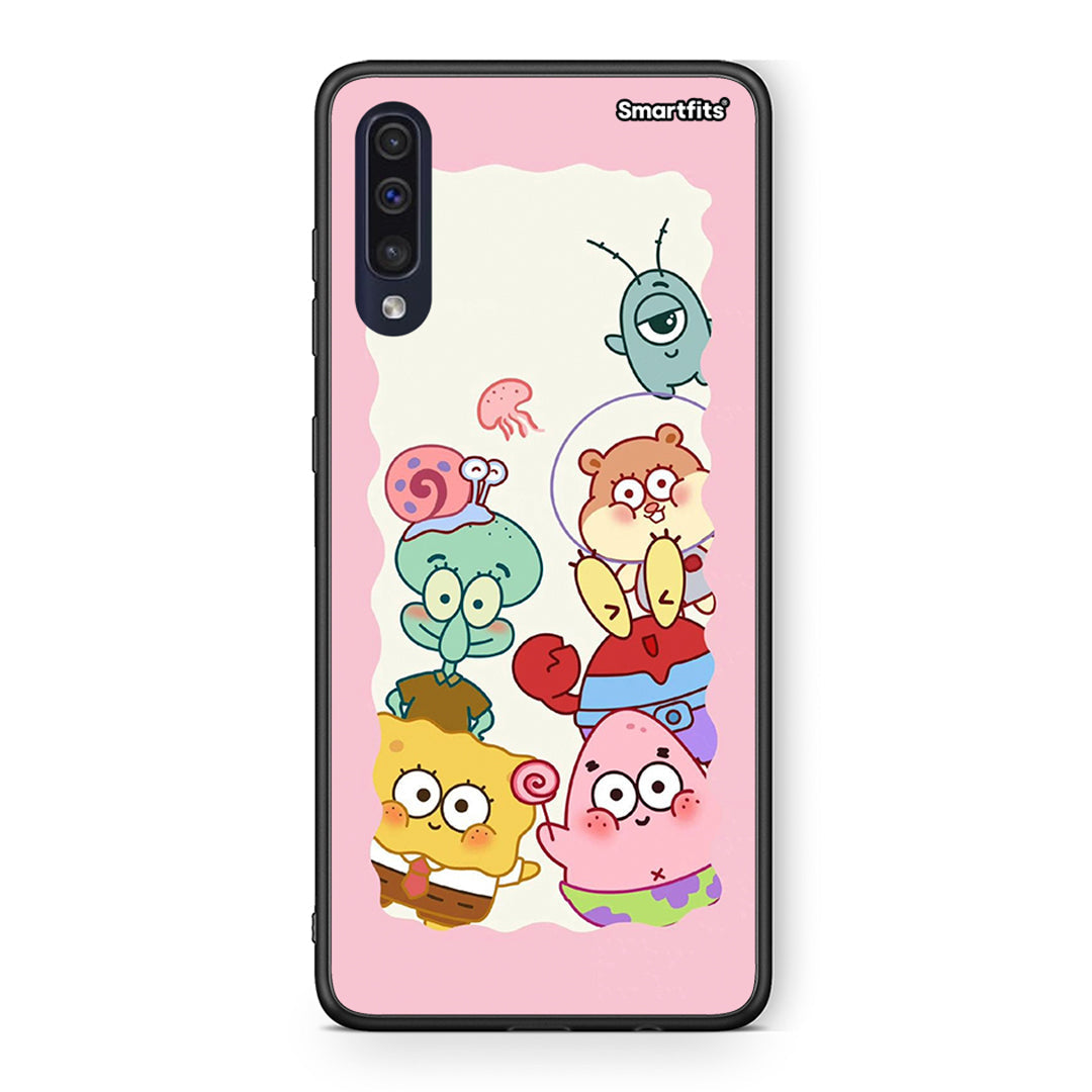Samsung A70 Cute Companion θήκη από τη Smartfits με σχέδιο στο πίσω μέρος και μαύρο περίβλημα | Smartphone case with colorful back and black bezels by Smartfits