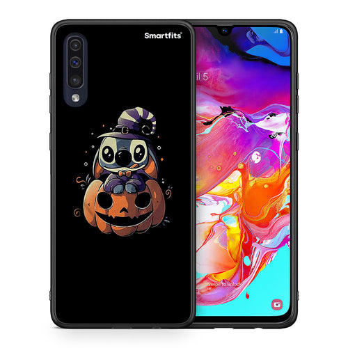 Θήκη Samsung A70 Halloween Stitch από τη Smartfits με σχέδιο στο πίσω μέρος και μαύρο περίβλημα | Samsung A70 Halloween Stitch case with colorful back and black bezels