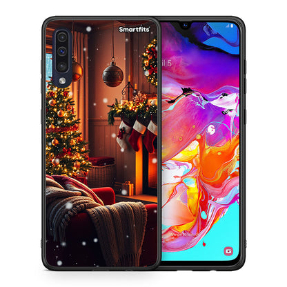 Θήκη Samsung A70 Home For Christmas από τη Smartfits με σχέδιο στο πίσω μέρος και μαύρο περίβλημα | Samsung A70 Home For Christmas case with colorful back and black bezels