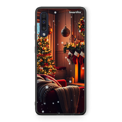 Samsung A70 Home For Christmas θήκη από τη Smartfits με σχέδιο στο πίσω μέρος και μαύρο περίβλημα | Smartphone case with colorful back and black bezels by Smartfits