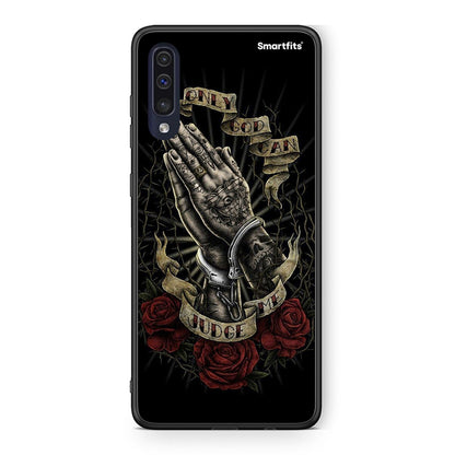 Samsung A70 Judge By God θήκη από τη Smartfits με σχέδιο στο πίσω μέρος και μαύρο περίβλημα | Smartphone case with colorful back and black bezels by Smartfits