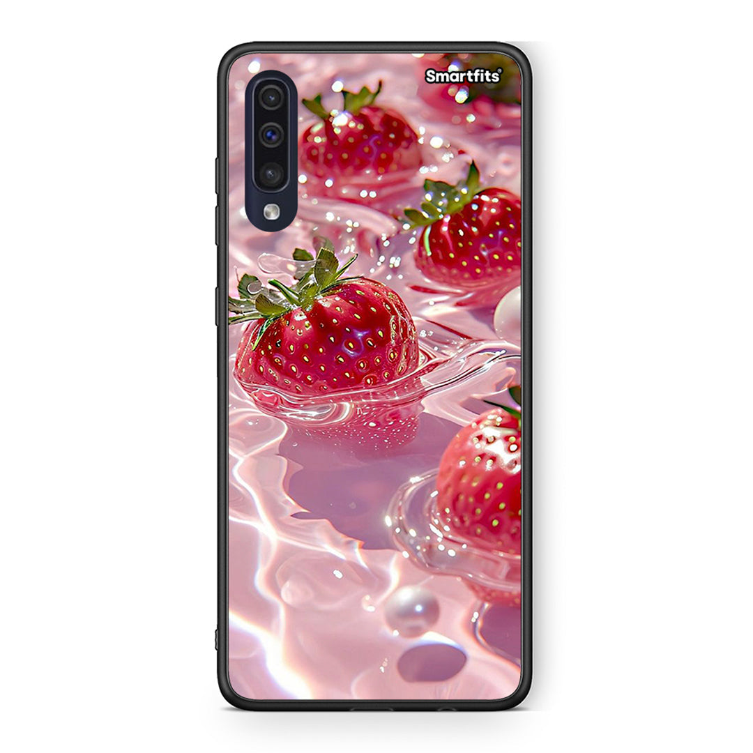 Samsung A70 Juicy Strawberries θήκη από τη Smartfits με σχέδιο στο πίσω μέρος και μαύρο περίβλημα | Smartphone case with colorful back and black bezels by Smartfits