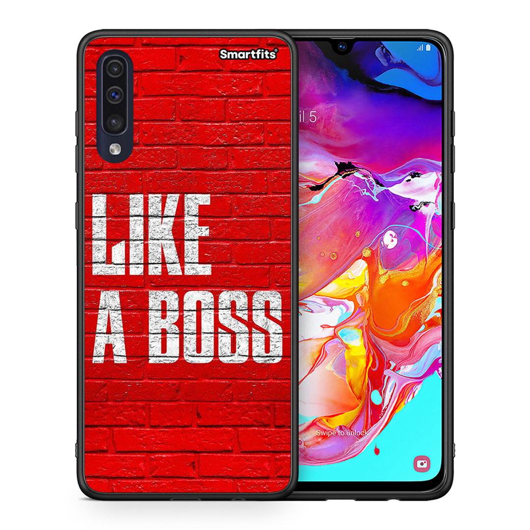 Θήκη Samsung A70 Like A Boss από τη Smartfits με σχέδιο στο πίσω μέρος και μαύρο περίβλημα | Samsung A70 Like A Boss case with colorful back and black bezels