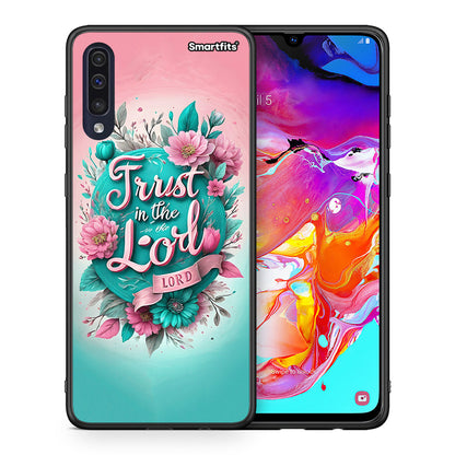 Θήκη Samsung A70 Lord Trust από τη Smartfits με σχέδιο στο πίσω μέρος και μαύρο περίβλημα | Samsung A70 Lord Trust case with colorful back and black bezels