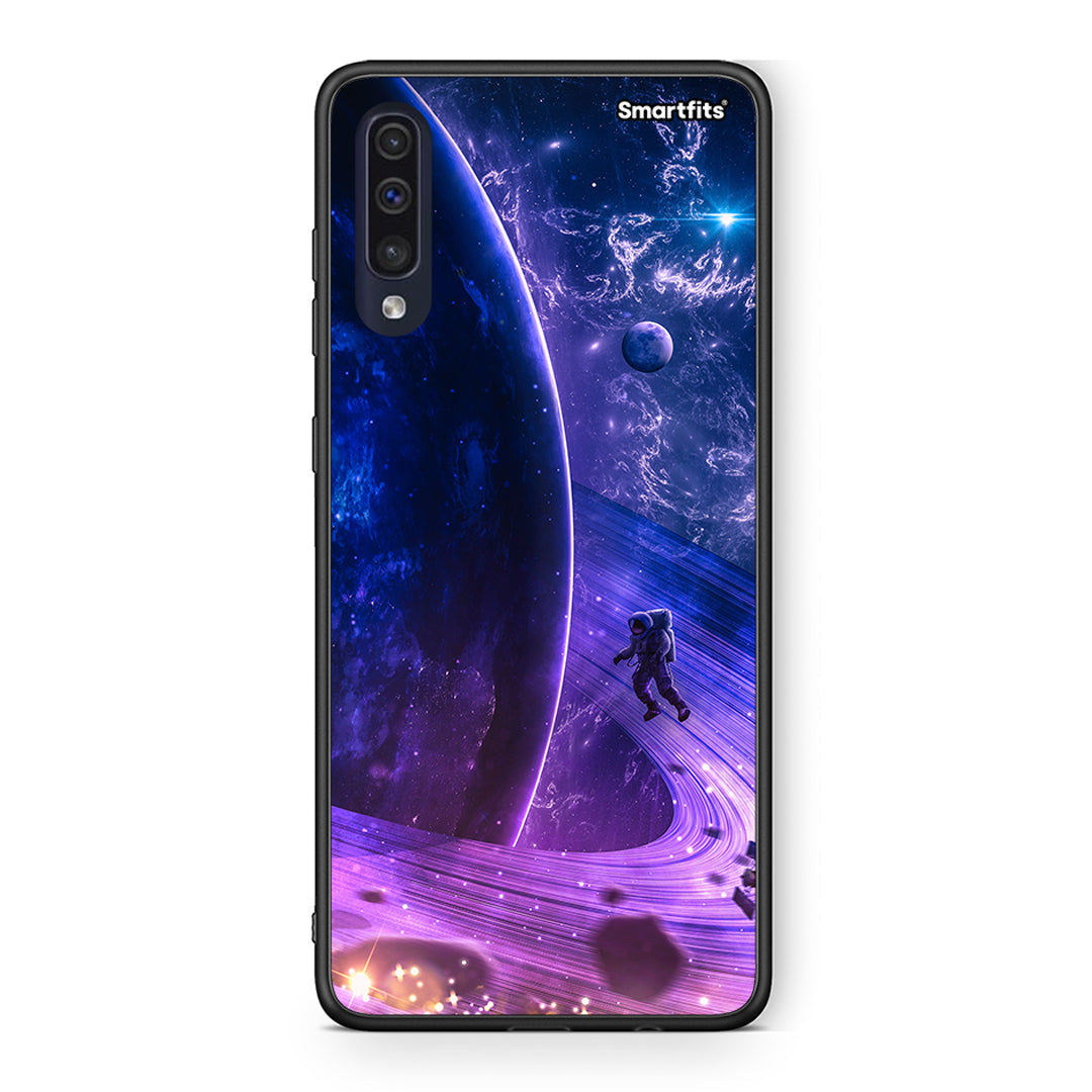 Samsung A70 Lost Astronaut θήκη από τη Smartfits με σχέδιο στο πίσω μέρος και μαύρο περίβλημα | Smartphone case with colorful back and black bezels by Smartfits