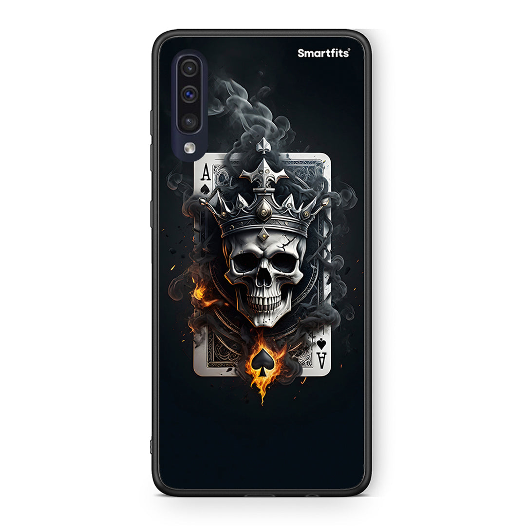 Samsung A70 Skull King Ace θήκη από τη Smartfits με σχέδιο στο πίσω μέρος και μαύρο περίβλημα | Smartphone case with colorful back and black bezels by Smartfits