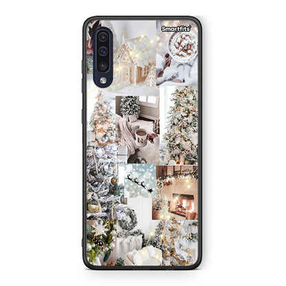 Samsung A70 White Christmas θήκη από τη Smartfits με σχέδιο στο πίσω μέρος και μαύρο περίβλημα | Smartphone case with colorful back and black bezels by Smartfits