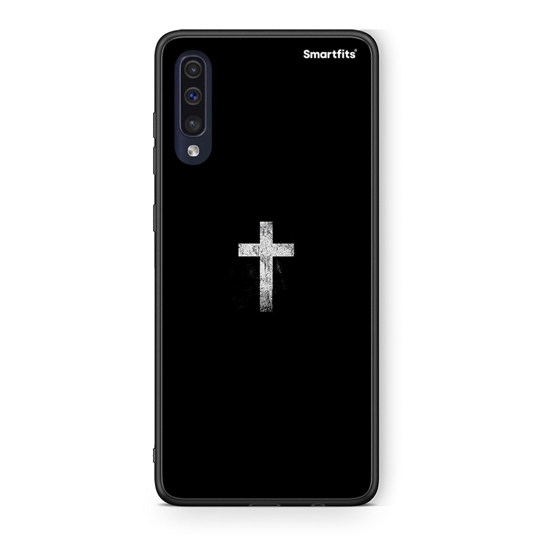 Samsung A70 White Cross θήκη από τη Smartfits με σχέδιο στο πίσω μέρος και μαύρο περίβλημα | Smartphone case with colorful back and black bezels by Smartfits