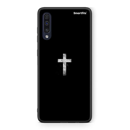Samsung A70 White Cross θήκη από τη Smartfits με σχέδιο στο πίσω μέρος και μαύρο περίβλημα | Smartphone case with colorful back and black bezels by Smartfits