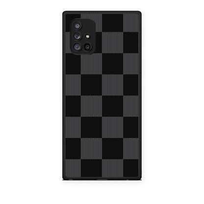 Θήκη Samsung Galaxy A71 5G Black and Charcoal Striped Checks από τη Smartfits με σχέδιο στο πίσω μέρος και μαύρο περίβλημα | Samsung Galaxy A71 5G Black and Charcoal Striped Checks case with colorful back and black bezels