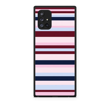 Θήκη Samsung Galaxy A71 5G Burgundy Pink and Blue Horizontal Stripes από τη Smartfits με σχέδιο στο πίσω μέρος και μαύρο περίβλημα | Samsung Galaxy A71 5G Burgundy Pink and Blue Horizontal Stripes case with colorful back and black bezels