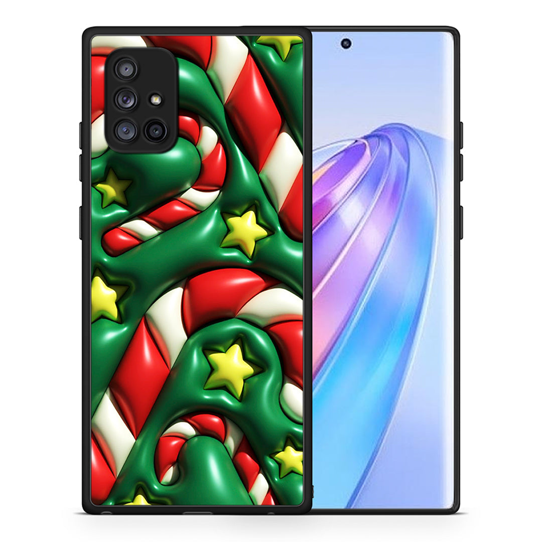 Θήκη Samsung Galaxy A71 5G Christmas Bubbles από τη Smartfits με σχέδιο στο πίσω μέρος και μαύρο περίβλημα | Samsung Galaxy A71 5G Christmas Bubbles case with colorful back and black bezels