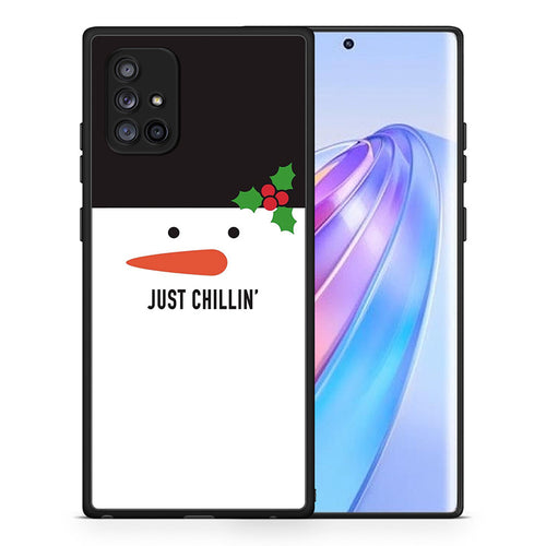 Θήκη Samsung Galaxy A71 5G Christmas Chillin από τη Smartfits με σχέδιο στο πίσω μέρος και μαύρο περίβλημα | Samsung Galaxy A71 5G Christmas Chillin case with colorful back and black bezels