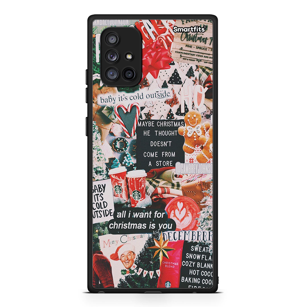 Samsung Galaxy A71 5G Christmas Happiness θήκη από τη Smartfits με σχέδιο στο πίσω μέρος και μαύρο περίβλημα | Smartphone case with colorful back and black bezels by Smartfits