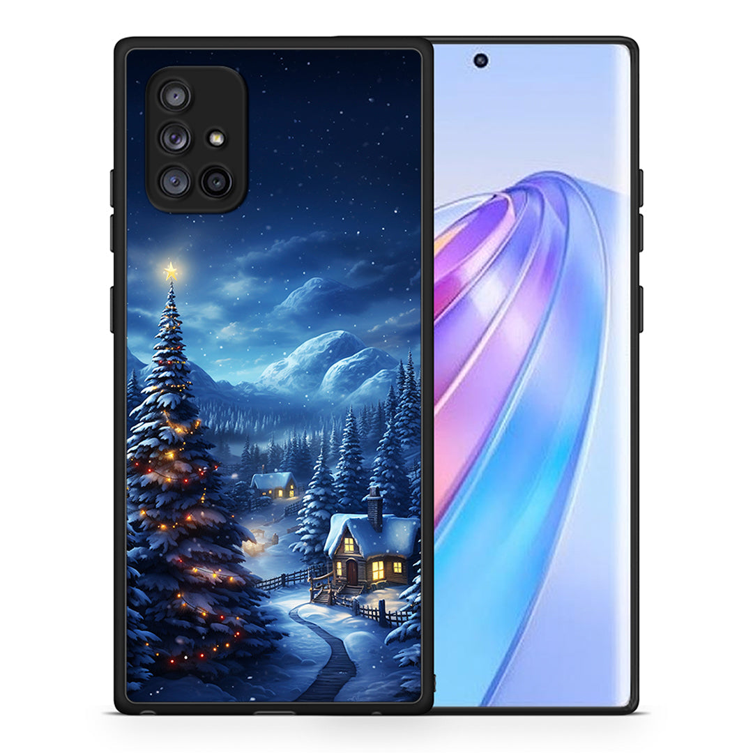 Θήκη Samsung Galaxy A71 5G Christmas Scenery από τη Smartfits με σχέδιο στο πίσω μέρος και μαύρο περίβλημα | Samsung Galaxy A71 5G Christmas Scenery case with colorful back and black bezels