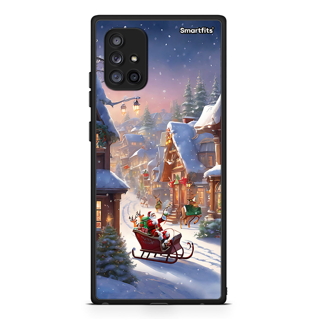 Samsung Galaxy A71 5G Christmas Snow θήκη από τη Smartfits με σχέδιο στο πίσω μέρος και μαύρο περίβλημα | Smartphone case with colorful back and black bezels by Smartfits