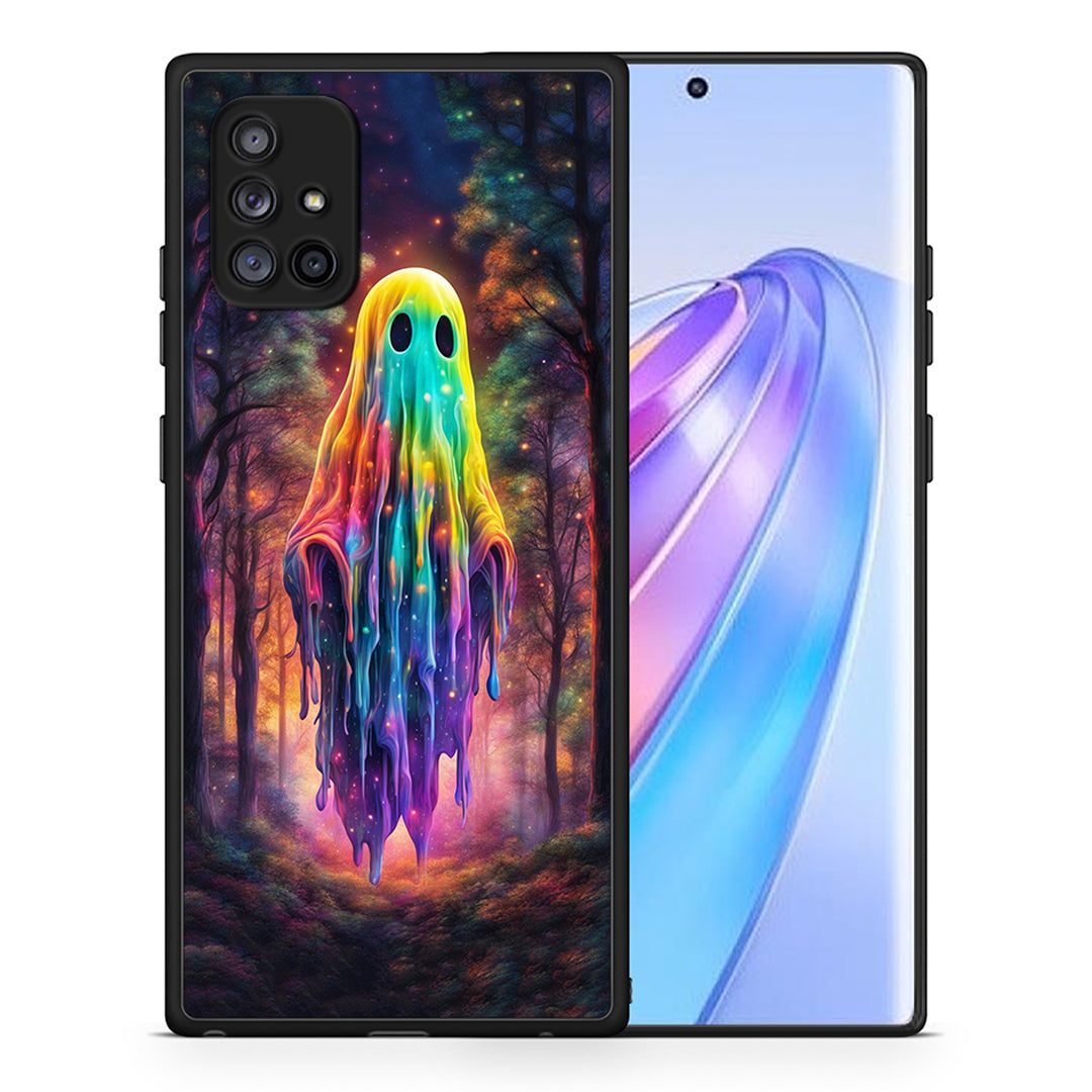 Θήκη Samsung Galaxy A71 5G Halloween Ghost από τη Smartfits με σχέδιο στο πίσω μέρος και μαύρο περίβλημα | Samsung Galaxy A71 5G Halloween Ghost case with colorful back and black bezels