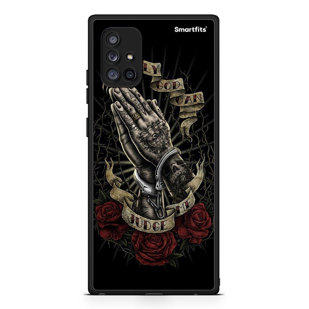 Samsung Galaxy A71 5G Judge By God θήκη από τη Smartfits με σχέδιο στο πίσω μέρος και μαύρο περίβλημα | Smartphone case with colorful back and black bezels by Smartfits
