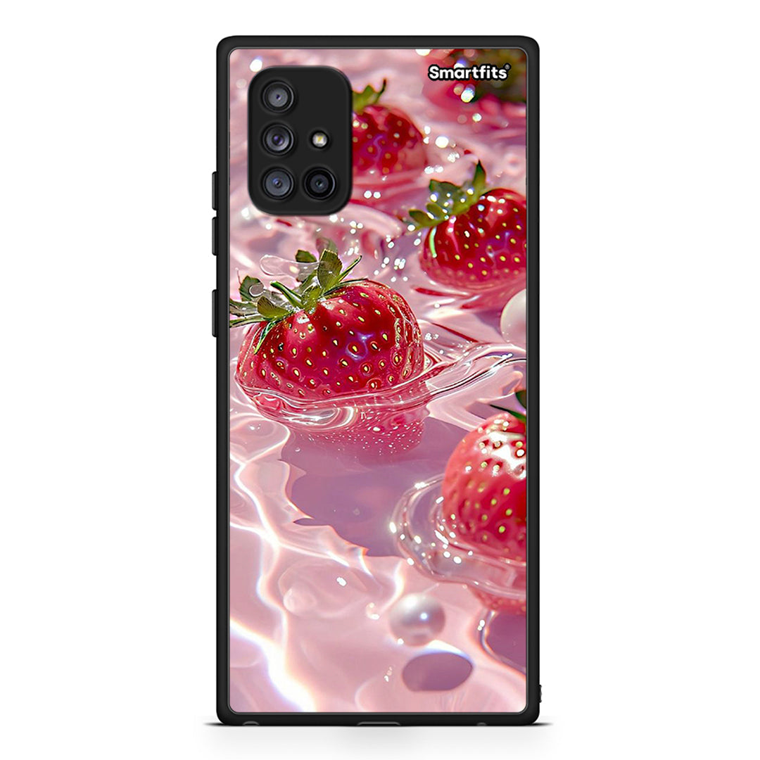 Samsung Galaxy A71 5G Juicy Strawberries θήκη από τη Smartfits με σχέδιο στο πίσω μέρος και μαύρο περίβλημα | Smartphone case with colorful back and black bezels by Smartfits