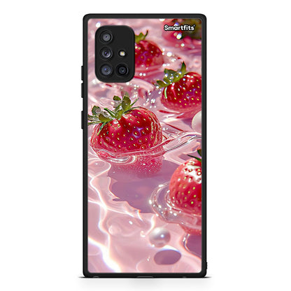 Samsung Galaxy A71 5G Juicy Strawberries θήκη από τη Smartfits με σχέδιο στο πίσω μέρος και μαύρο περίβλημα | Smartphone case with colorful back and black bezels by Smartfits