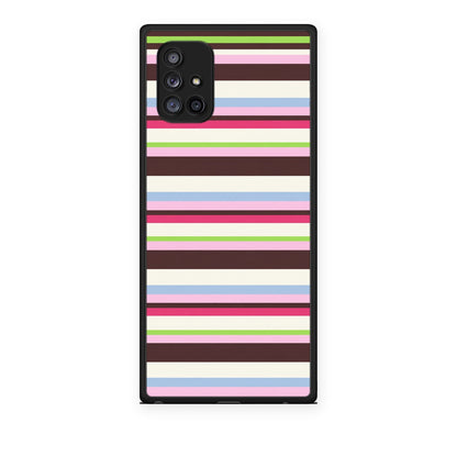 Θήκη Samsung Galaxy A71 5G Multicolour Horizontal Stripes από τη Smartfits με σχέδιο στο πίσω μέρος και μαύρο περίβλημα | Samsung Galaxy A71 5G Multicolour Horizontal Stripes case with colorful back and black bezels
