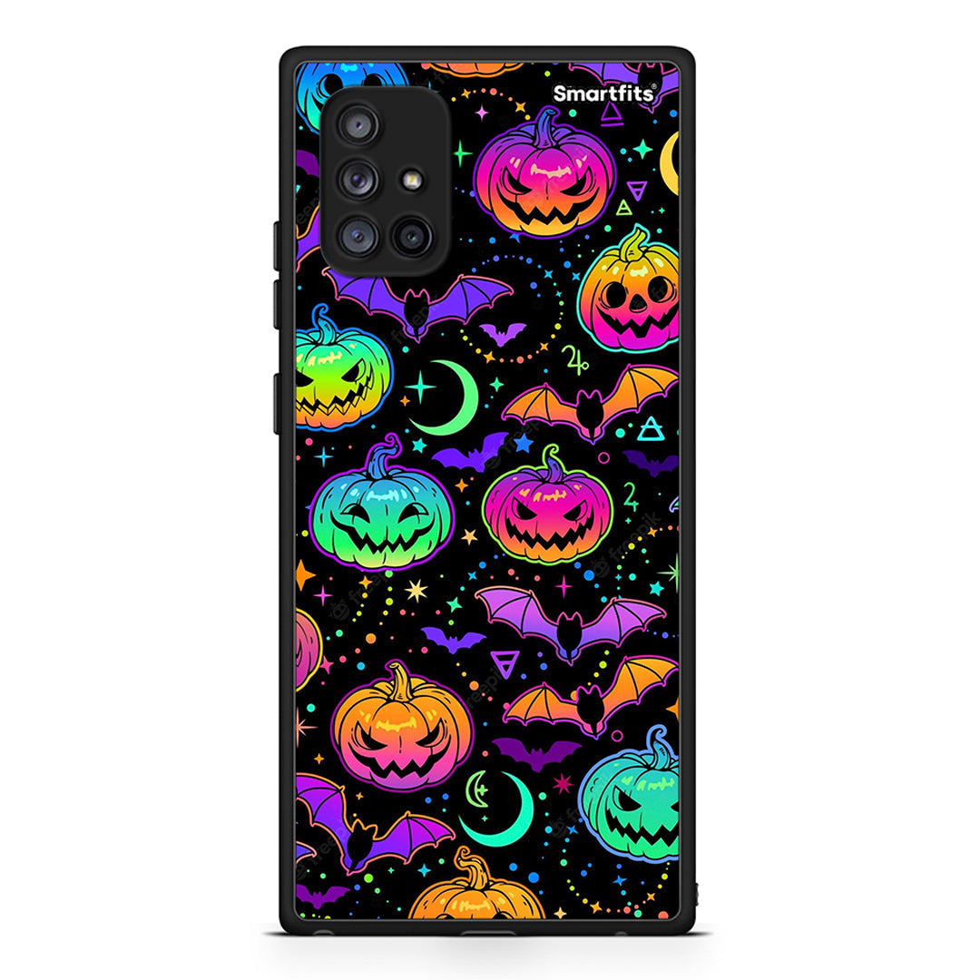Samsung Galaxy A71 5G Neon Halloween θήκη από τη Smartfits με σχέδιο στο πίσω μέρος και μαύρο περίβλημα | Smartphone case with colorful back and black bezels by Smartfits