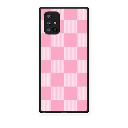 Θήκη Samsung Galaxy A71 5G Pink and White Striped Checks από τη Smartfits με σχέδιο στο πίσω μέρος και μαύρο περίβλημα | Samsung Galaxy A71 5G Pink and White Striped Checks case with colorful back and black bezels