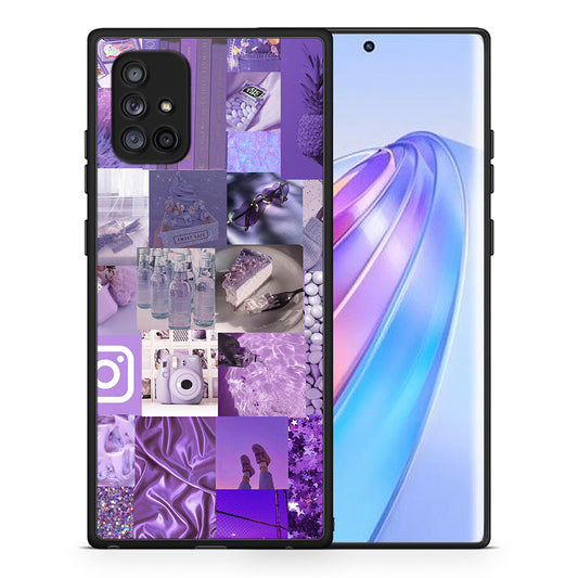 Θήκη Samsung Galaxy A71 5G Purple Aesthetic Collage από τη Smartfits με σχέδιο στο πίσω μέρος και μαύρο περίβλημα | Samsung Galaxy A71 5G Purple Aesthetic Collage case with colorful back and black bezels