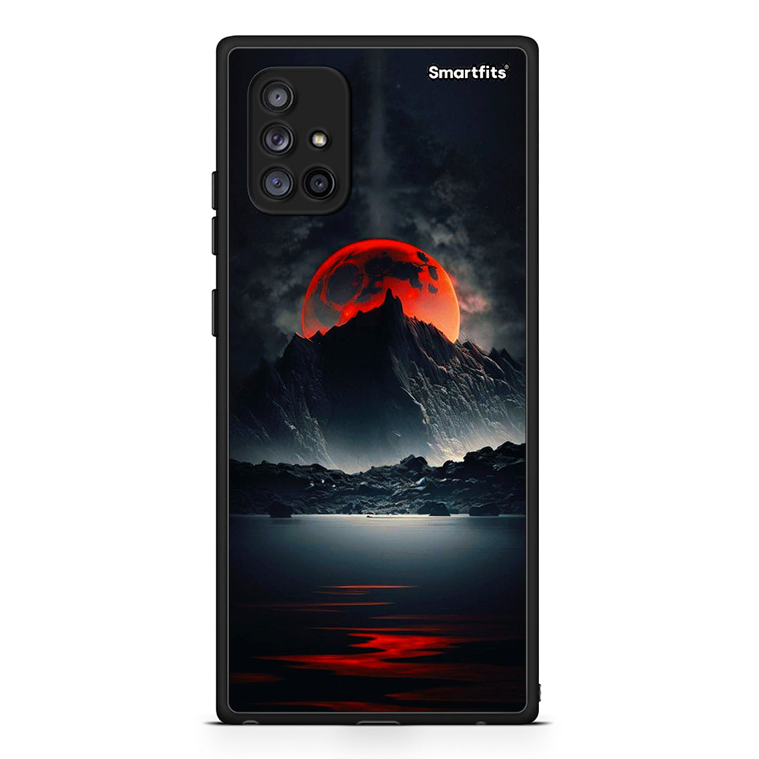 Samsung Galaxy A71 5G Red Full Moon θήκη από τη Smartfits με σχέδιο στο πίσω μέρος και μαύρο περίβλημα | Smartphone case with colorful back and black bezels by Smartfits