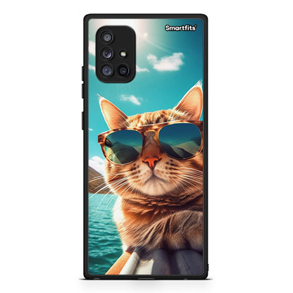 Samsung Galaxy A71 5G Summer Cat θήκη από τη Smartfits με σχέδιο στο πίσω μέρος και μαύρο περίβλημα | Smartphone case with colorful back and black bezels by Smartfits