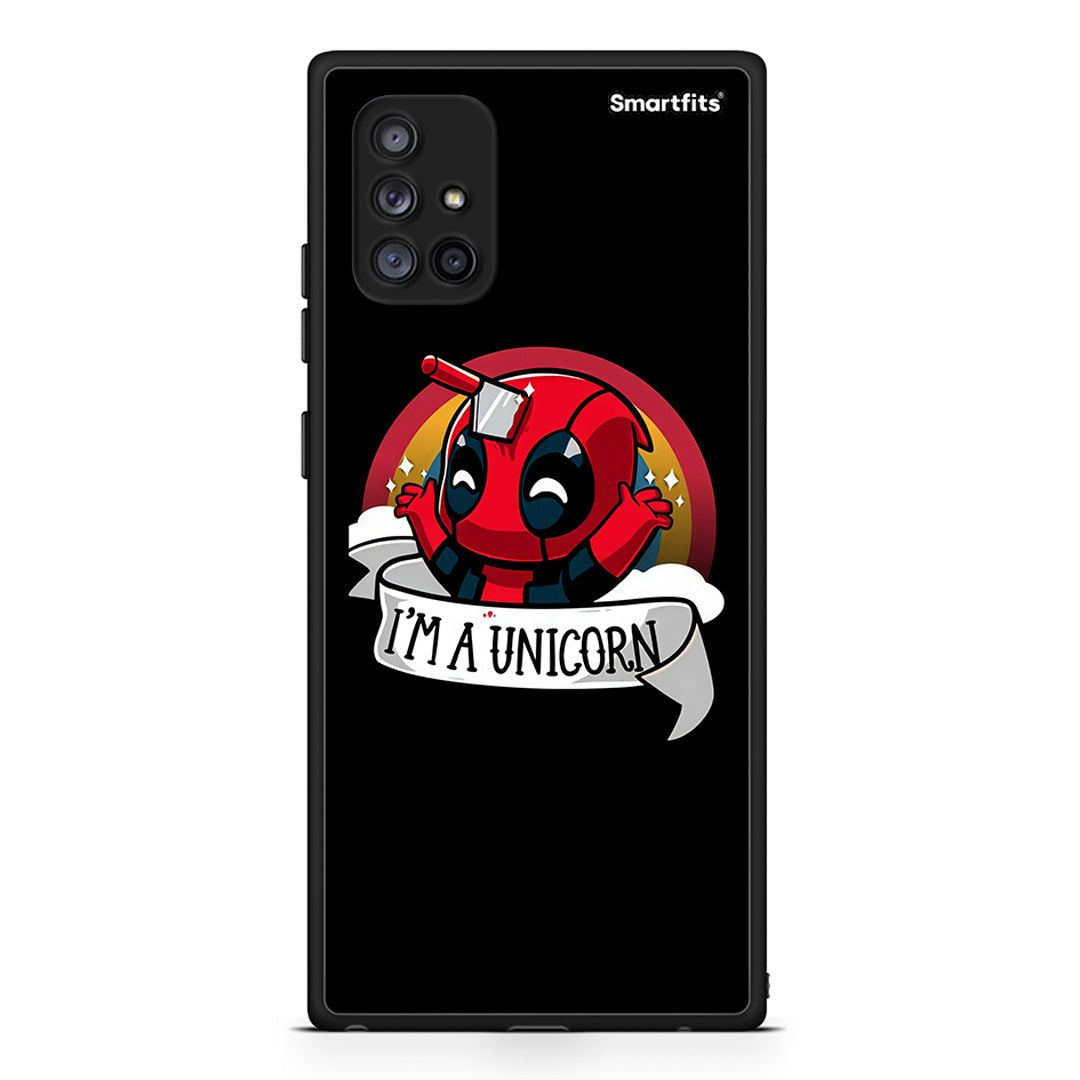 Samsung Galaxy A71 5G Unicorn Deadpool θήκη από τη Smartfits με σχέδιο στο πίσω μέρος και μαύρο περίβλημα | Smartphone case with colorful back and black bezels by Smartfits