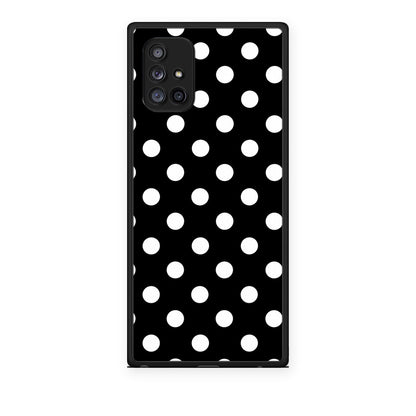 Θήκη Samsung Galaxy A71 5G White Polka Dots on Black από τη Smartfits με σχέδιο στο πίσω μέρος και μαύρο περίβλημα | Samsung Galaxy A71 5G White Polka Dots on Black case with colorful back and black bezels