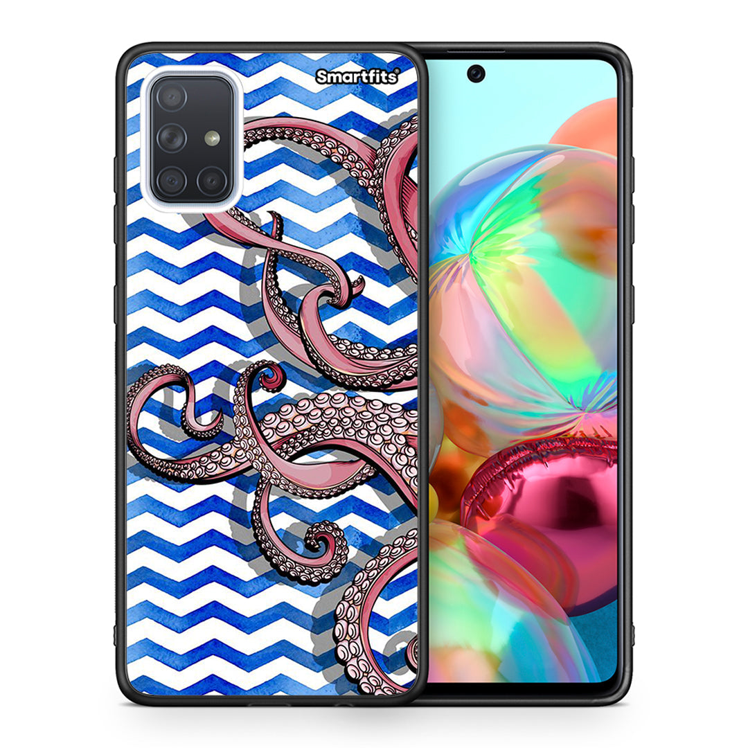 Θήκη Samsung A71 Chevron Devilfish από τη Smartfits με σχέδιο στο πίσω μέρος και μαύρο περίβλημα | Samsung A71 Chevron Devilfish case with colorful back and black bezels