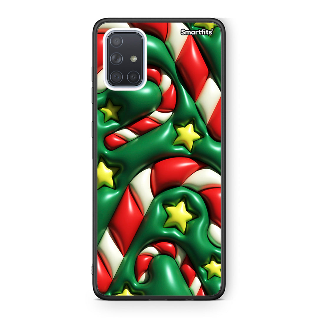 Samsung A51 Christmas Bubbles θήκη από τη Smartfits με σχέδιο στο πίσω μέρος και μαύρο περίβλημα | Smartphone case with colorful back and black bezels by Smartfits