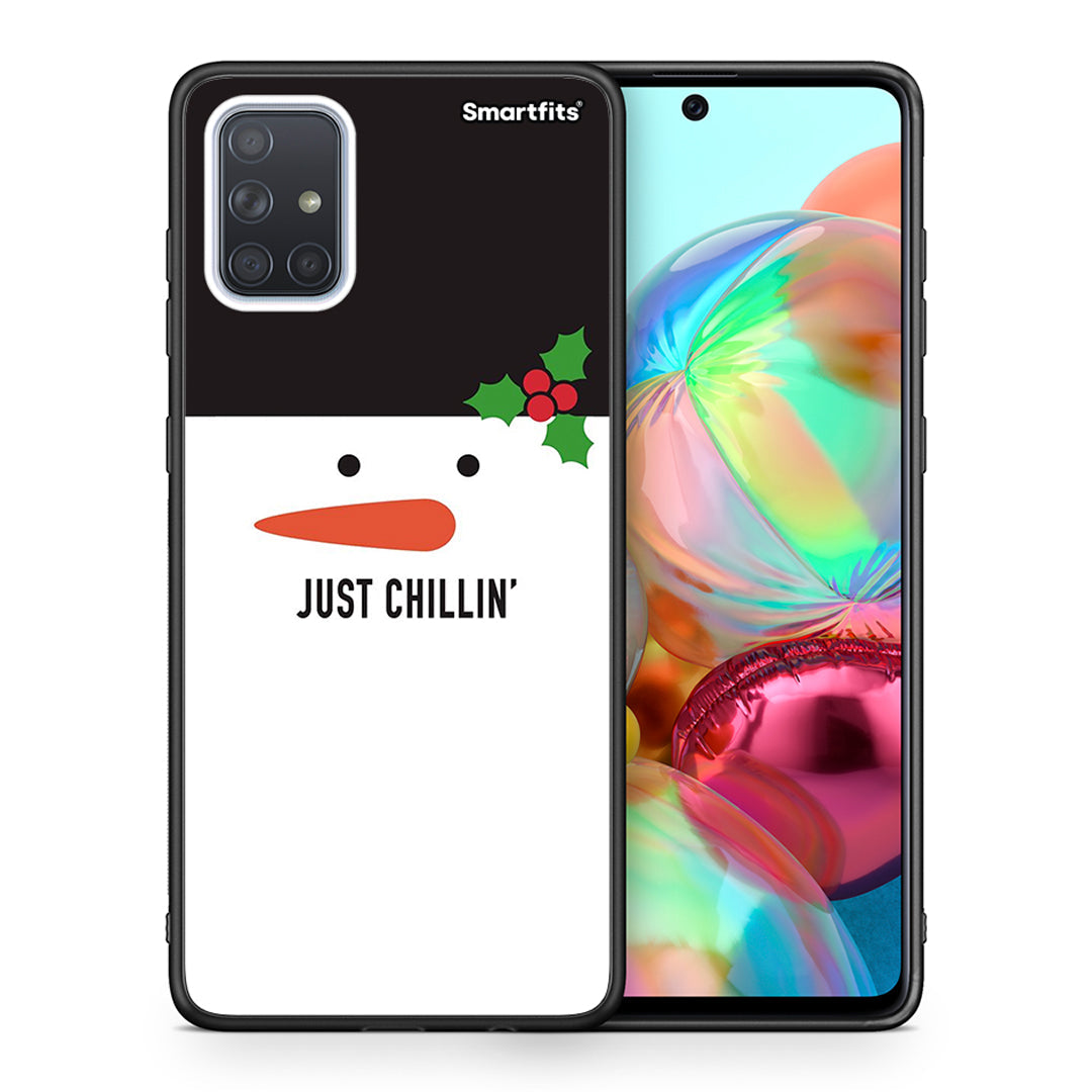 Θήκη Samsung A71 Christmas Chillin από τη Smartfits με σχέδιο στο πίσω μέρος και μαύρο περίβλημα | Samsung A71 Christmas Chillin case with colorful back and black bezels