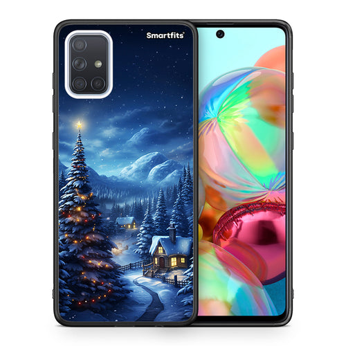 Θήκη Samsung A71 Christmas Scenery από τη Smartfits με σχέδιο στο πίσω μέρος και μαύρο περίβλημα | Samsung A71 Christmas Scenery case with colorful back and black bezels