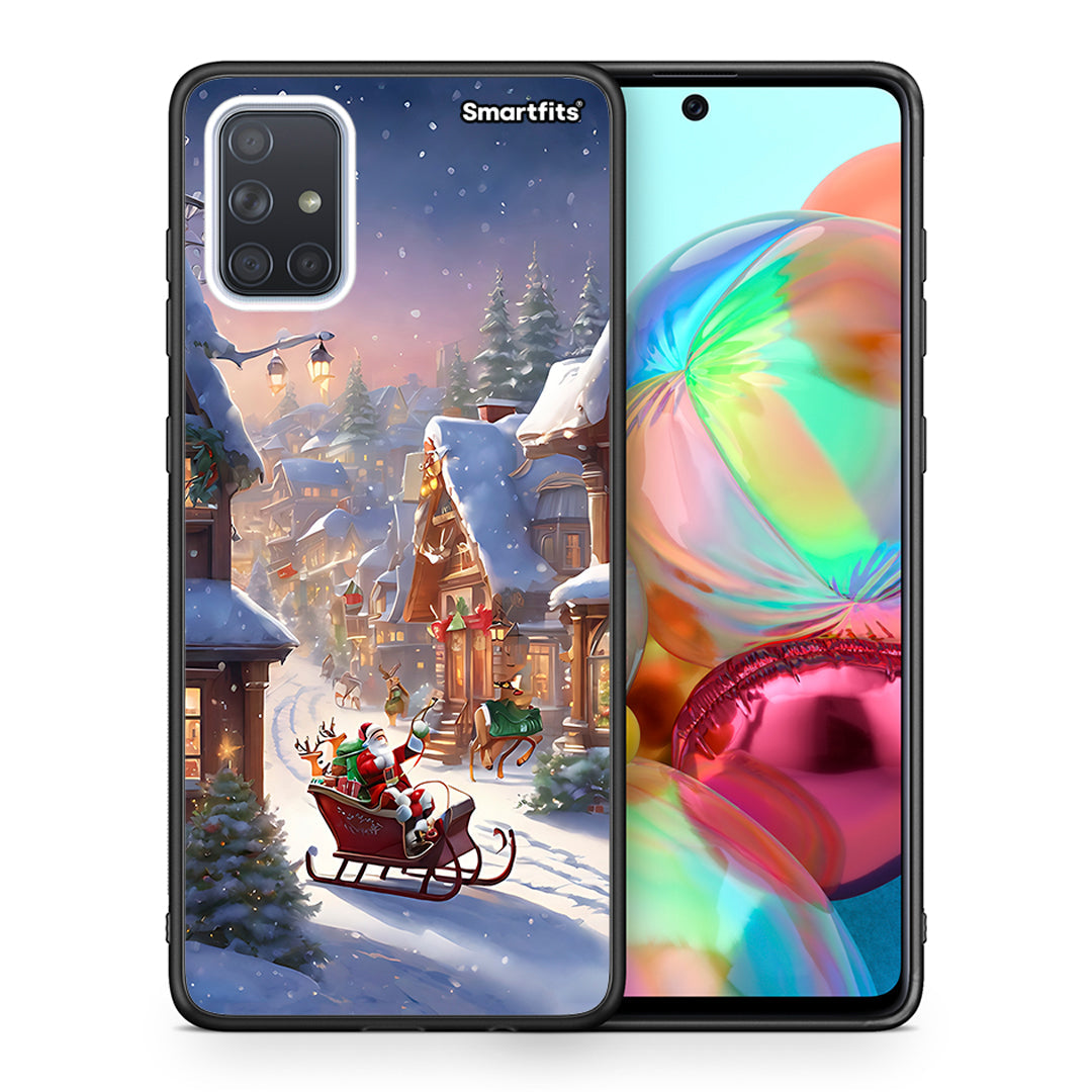 Θήκη Samsung A71 Christmas Snow από τη Smartfits με σχέδιο στο πίσω μέρος και μαύρο περίβλημα | Samsung A71 Christmas Snow case with colorful back and black bezels