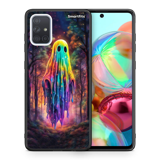 Θήκη Samsung A71 Halloween Ghost από τη Smartfits με σχέδιο στο πίσω μέρος και μαύρο περίβλημα | Samsung A71 Halloween Ghost case with colorful back and black bezels