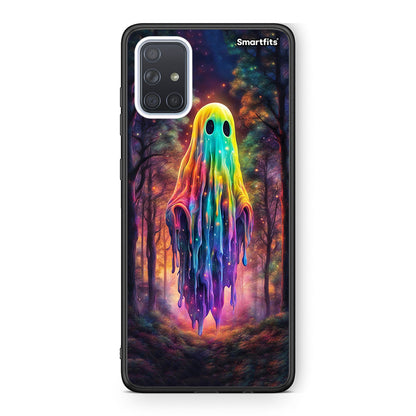 Samsung A71 Halloween Ghost θήκη από τη Smartfits με σχέδιο στο πίσω μέρος και μαύρο περίβλημα | Smartphone case with colorful back and black bezels by Smartfits